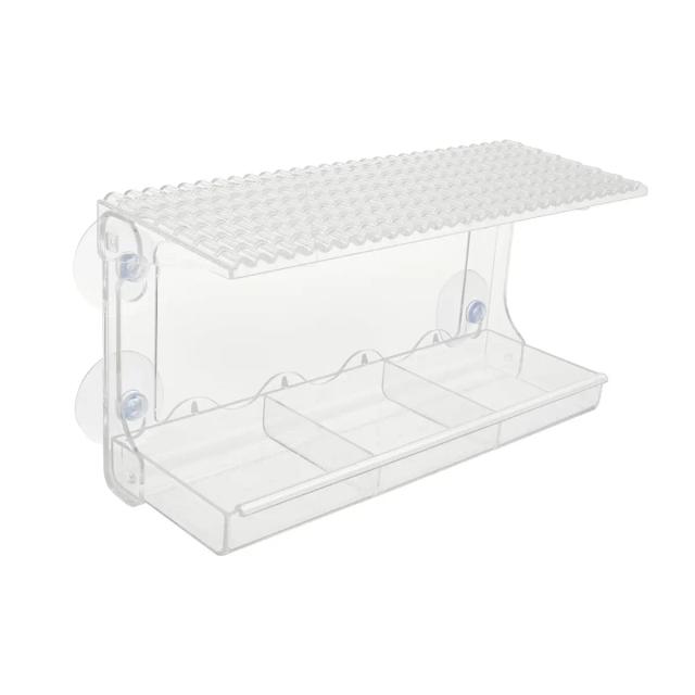 Alimentador de Pássaros com Janela Transparente e Sucção Aprimorada para Observação de Gatos e Aves Selvagens