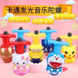 12 pçs/caixa disney congelado homem aranha led girando topo piscando luz figuras de música modelo lançador brilho à noite rotativa crianças brinquedos - Image 3