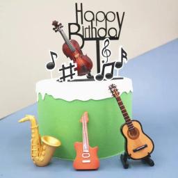 Mini Violino e Piano Decoração, Bolo de festa tema musical, Saxofone de tambor, Ornamento violino, Música clássica Decorações do partido - Image 2