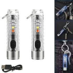 Mini Chaveiro Lanterna Recarregável, Ideal para Camping e Atividades ao Ar Livre, 10 Modos, Base Magnética, 1Pc - Image 2