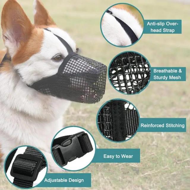 Focinho Respirável para Cachorros com Alças Ajustáveis - Confortável, Antibiting e Adequado para Todos os Tamanhos