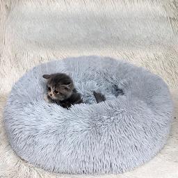 Canil de pelúcia redondo para pet, gato e cachorro, suprimentos quentes, inverno - Image 2