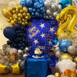 18 pçs misturado azul ouro metálico cromo confetes balões de látex menino homem festa de aniversário decoração do chuveiro do bebê - Image 5