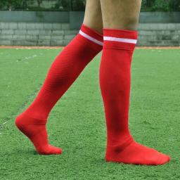 Meias de compressão unisex para o futebol, antiderrapante, longo, joelho, listrado, para o futebol, corrida, atlético - Image 3