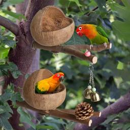 Ninho De Pássaro Natural De Casca De Coco, Parrot Hideaway Confortável e Periquito, Caixa de assentamento para pássaros do amor - Image 4