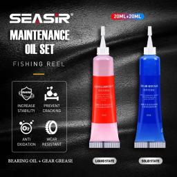Seasir graxa protetora (20ml) + óleo lubrificante para carretel de pesca rolamento manutenção óleo ferramenta de pesca (20ml x 2 peças) - Image 1