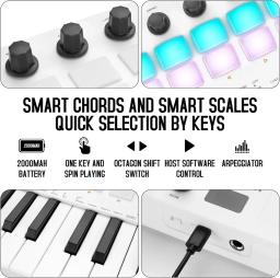 M-VAVE-MIDI Teclado de Controle, Mini USB Pad, 25 Key Midi Controller, 16 RGB Drum Pads, 8 Botões, Música, Notebook, SMK-25 II - Image 2