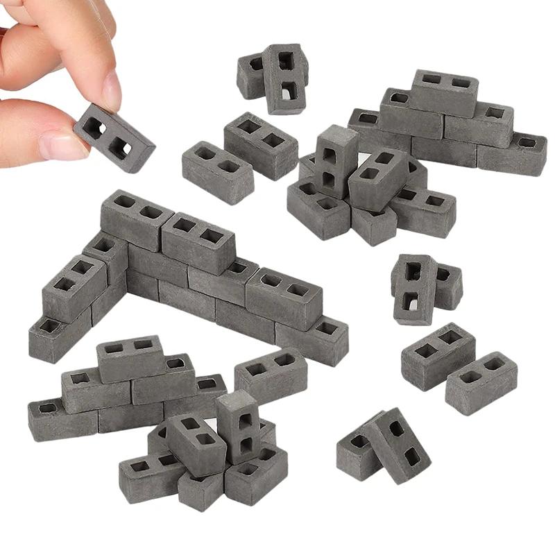 Mini Tijolos Em Miniatura De Concreto, Pequeno Paisagismo, Acessórios De Dollhouse, Blocos De Cinder, Escala 1:12, 60 Pacotes - Image 1