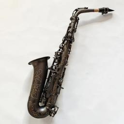 Novo japão retro eb saxofone alto único preto fosco niquelado esculpida superfície e plana instrumento sax com caso - Image 4