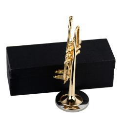 Mini instrumento de sopro trombone trompa francesa saxofone cobre modelo dourado ornamentos com caixa de armazenamento de 87 - Image 4