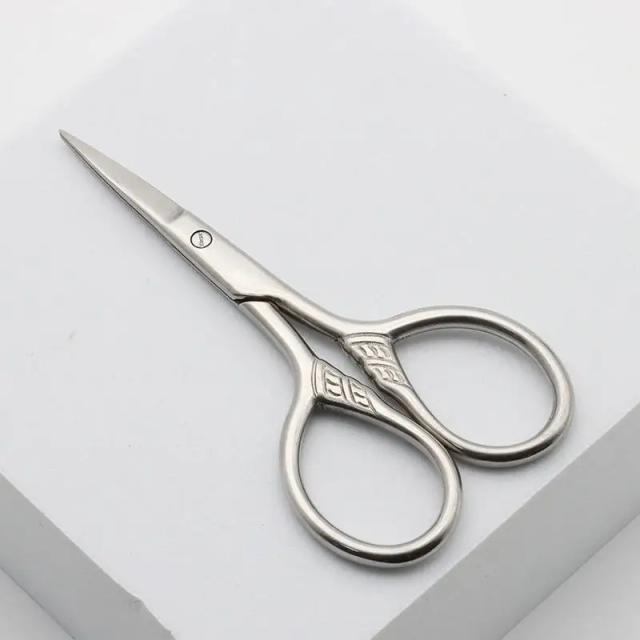 Tesoura Vintage em Relevo para Costura e Ponto Cruz - Prata Antiga, Pequena e Bonita para DIY e Cortes de Linha de Pesca