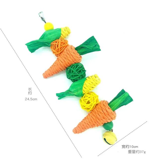 Brinquedo de Estimação para Animais: Papagaio, Hamster e Coelho - Brinquedo de Madeira Rattan para Mastigação e Gaiola Pendurada