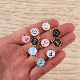 10 pçs 4 cores bonito mini alfabeto 26 letras encantos para fazer jóias diy brincos pingentes colares pulseiras artesanato suprimentos - Image 2