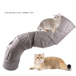 Gato túnel suprimentos para animais de estimação gato s pass play túnel dobrável gato túnel brinquedo camurça broca tambor para interior - Image 1