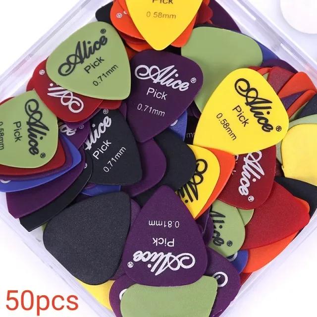 Kit Variado de Palhetas de Guitarra Alice - 24/30/50/60 Peças com Espessuras de 0,58 a 1,50 mm em Cores e Tamanhos Diversos