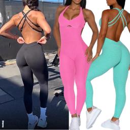 Conjunto de Yoga com Almofada de Nylon para Mulher, Macacão One Piece, Exercício de Ginásio, Sutiã Esportivo, Calções Fitness, Sportwear, Fato Ativo, Novo - Image 1