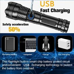 Poderosa lanterna led recarregável, tocha luz, zoom tático, acampamento ao ar livre, emergência, lâmpada ultra brilhante, bateria 25560 mAh - Image 4