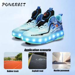 Crianças 2 Rodas Com LED Patins Sapatos Moda 2-em-1 Tênis Com Rodas Patinação de Esportes para Crianças Sapatos de Dupla Finalidade - Image 5