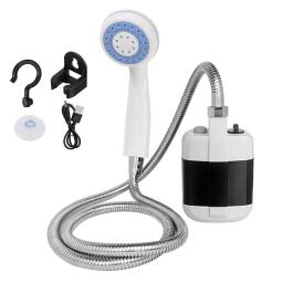 Portátil chuveiro de acampamento ao ar livre usb recarregável cabeça de chuveiro de banho 3.7v bomba 4.9ft para praia natação ao ar livre viajar caminhadas - Image 1