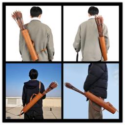 1 pc tiro com arco quiver couro seta titular arco e flecha caso acessórios bolsos caça tubo de seta para caça ao ar livre tiro - Image 5