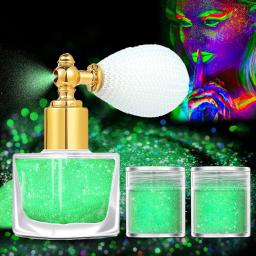 Spray de glitter corporal que brilha no escuro, maquiagem para festa, glitter extra fino, pó brilhante para festival, festa brilhante, dia das bruxas - Image 1