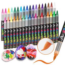 Conjunto de canetas marcadoras acrílicas de tipo reto líquido, 12/24/36 cores, ponta de pincel para pintura diy, pintura em rocha, caligrafia, doodle - Image 1