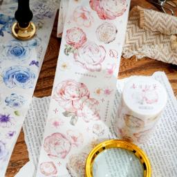 Yoofun-Primavera Fita Floral Washi, Fita Adesiva de Flores, Fita Decorativa para Artesanato DIY, Diário, Scrapbooking, Diário, Cartão, 6x200cm - Image 5