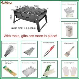 Selfree-churrasqueira dobrável para camping ao ar livre, churrasco, carvão doméstico, utensílios de churrasco, aço preto - Image 2