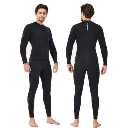 Terno de mergulho premium de 2mm para homens e mulheres, calças wetwuit, jaqueta de corpo dividido, calças de banho de neoprene, manter aquecido, preto - Image 3