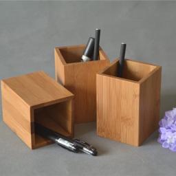 Bambu lápis de madeira titular, multi-uso lápis titular, mesa organizador, acessórios de escritório, 1pc - Image 1
