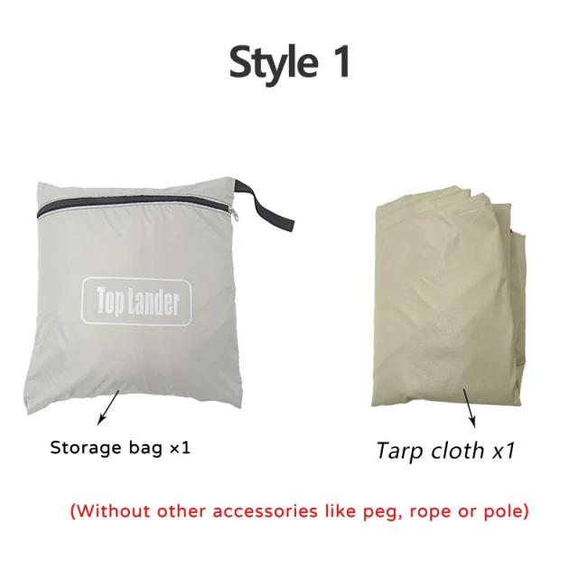 Tarp Impermeável Preto Revestido para Camping - Tela Sombra e Abrigo ao Ar Livre em Várias Dimensões