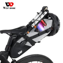 West biking bicicleta sela saco 10l dobrável sob o assento saco da bicicleta 100% ferramentas à prova dwaterproof água pannier mtb estrada ciclismo cauda saco traseiro - Image 1