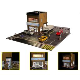 G FANS-Modelo de Diorama de Garagem de Carro com Luzes LED, Estacionamento, Cidade, Conjuntos de Modelos DIY, Pode Ser Combinado com Cidades, 1:64 - Image 4