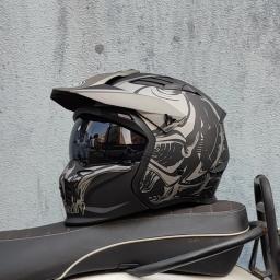 Orz capacete da motocicleta vintage casque moto preto guerreiro combinação capacete completo meio capacete de cruzeiro cascos motorcross - Image 6