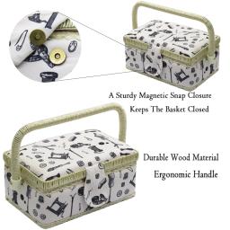 Pequena Cesta De Costura com Kit De Costura Acessórios para Meninas Crianças Iniciantes Noções De Costura Caixa De Armazenamento com Bandeja Removível - Image 5
