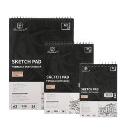 Bloco de desenho para Sketchbook Profissional, Papel Sem Ácido, Ideal para Mídia Seca, Perfeito para Iniciantes, A3, A4, A5, 24 Folhas, 160gsm - Image 2