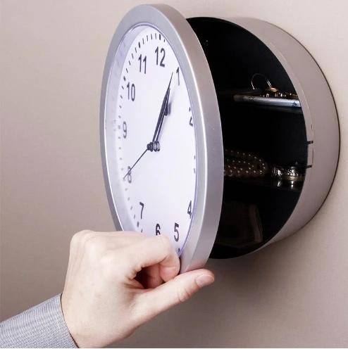 Relógio de Parede Retro com Cofre Personalizado e Multifuncional para Decoração de Casa e Sala de Estar