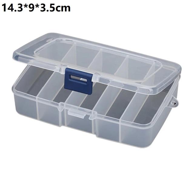 Organizador de Ferramentas em Plástico com 5 Grades - Caixa Transparente para Parafusos e Pequenos Itens 14.3x9x3.5 cm