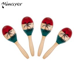 Miwayer 4 pacote maracas de madeira musical pintado maraca mão percussão instrumento - Image 1