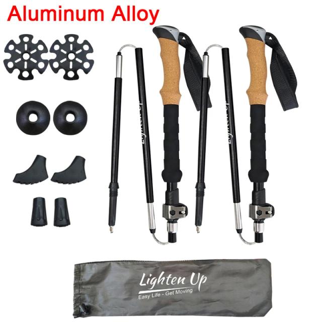Ilumine Acima Bastão de Caminhada Dobrável em Alumínio para Trekking e Camping - 2 Peças