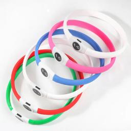 LED Luminous PVC Dog Collar, impermeável, USB Luz, Segurança Noturna, Brilhante Acessórios Pet, Grande, Médio, Cães pequenos, Novo - Image 2
