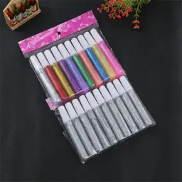 10 cores conjunto de glitter em pó adesivo crianças diy artesanato de papel arte pintura desenho cola líquida pigmento prego gel caneta - Image 5