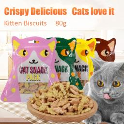 Biscoitos de Gato Multiplicity Nutrition and Health, Atum de Frango Salmão, Fácil de Comer, Biscoitos de Peixe Catnip Crocantes Digerosos, 80g - Image 1