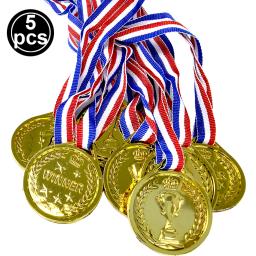 Mini Troféus e Prêmios, Copa Troféu de Plástico Dourado, Medalhas Douradas Brilhantes para Crianças e Adultos, Prêmios Esportivos Eventos Favores do Partido, 5Pcs - Image 5