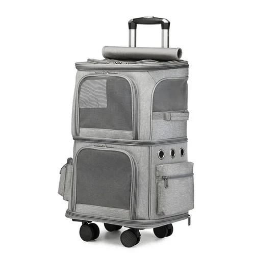 Maleta de Transporte para Pets com 4 Rodas, Design Dobrável e Bolsa Respirável, Ideal para Gatos e Cães