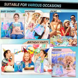 Embalagem de presente holográfica transparente iridescente sacos de presente reutilizáveis sacolas de pvc reutilizáveis sacos de compras suprimentos para festa de casamento - Image 5