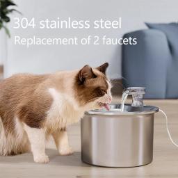 Aço inoxidável gato água fonte, alimentação e rega suprimentos, alimentador para gatos, Pet acessórios, Petkit dispensador, 2L - Image 6