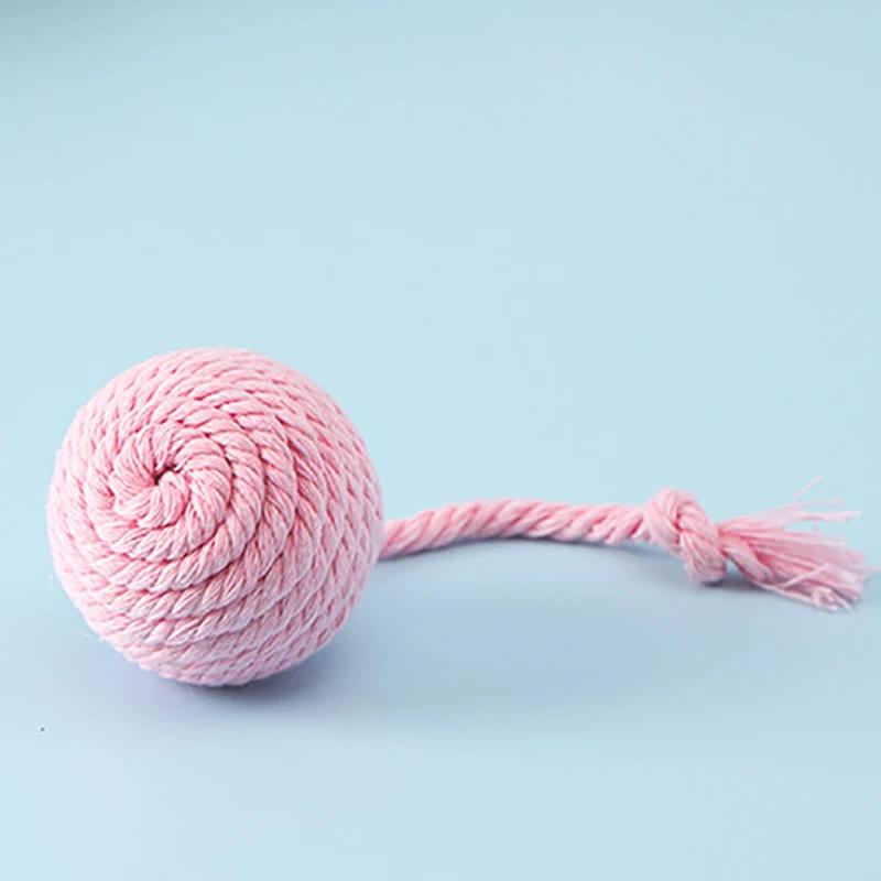 Algodão colorido corda Weave bola para Pet, Teaser Play, Mastigar Brinquedo, Scratch Catch Toy, Interativo, Engraçado, Gato, Cão - Image 1