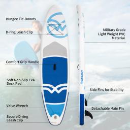 Inflável Stand Up Paddle Board Non-Slip Surf Board com Bomba de Ar Carry Bag Leash Standing Boat Surfboard para Jovens Adulto - Image 3
