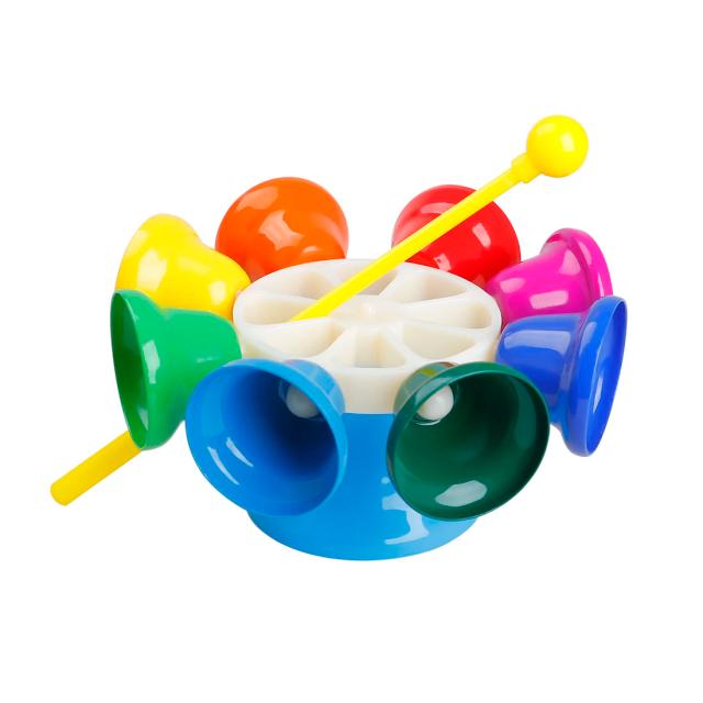 Sino Giratório Colorido com Varas para Crianças - Brinquedo Musical Iluminado com Instrumento de Percussão e 8 Tons